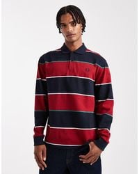 Fred Perry - Polo Y Rojo A Rayas De Manga Larga De - Lyst