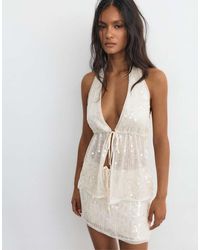 Pull&Bear - Haltertop Met Lovertjes - Lyst