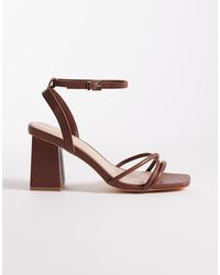 London Rebel - Ash Strappy Mid Block Heeled Sandals - Lyst