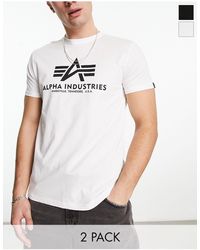 Alpha Industries - Confezione da 2 t-shirt basic con logo color bianco e nero - Lyst