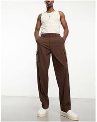 ASOS - Pantaloni cargo eleganti a fondo ampio marroni - Lyst