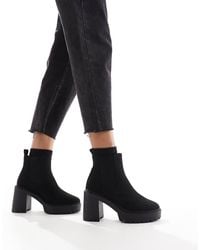 Asos Design Wide Fit - Elma Heeled Chunky Chelsea Boots - Lyst