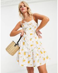 Reclaimed (vintage) - Limited Edition - Mini-jurk Met Broderie En Bloemenborduursels - Lyst