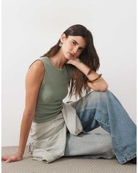 Abercrombie & Fitch - Ribbed Tank Top With Built - Lyst
