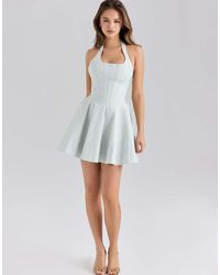 House Of Cb - Sasha Stretch Cotton Halter Neck Mini Dress - Lyst