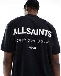 AllSaints - Underground - t-shirt oversize nera - Lyst