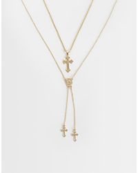 ASOS - 2 Pack Cupid And Cross Double Chain Pendant Necklace - Lyst