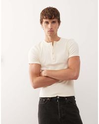 Collusion - Ribbed Muscle Short Sleeve Henley T-shirt Top - Lyst