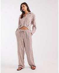ONLY - – gestreifte hose mit leinen - Lyst