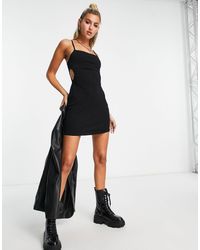 Pull&Bear - Spaghetti Strap Mini Dress With Cut Out Back Detail - Lyst