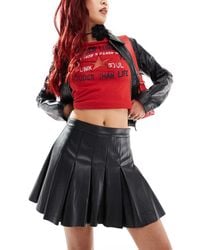 Noisy May - Faux Leather Pleated Mini Skirt - Lyst