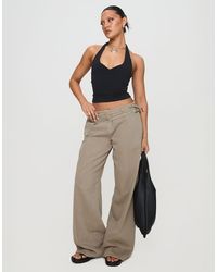 Princess Polly - Paltrow Mid Waist Cargo Style Buckle Detail Wide Leg Jeans - Lyst
