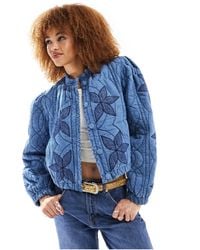 Free People - Quilted Patch Insert Denim Jacket - Lyst