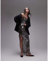 TOPSHOP - Premium Bow Detail Sequin Midi Dress - Lyst