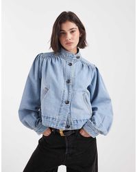 Levi's - Cropped Denim Funnel Neck Jacket - Lyst