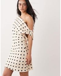 ASOS - Satin One Shoulder Drape Mini Dress - Lyst