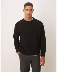 ASOS - Oversized Heavyweight Knitted Wool Blend Rib Jumper - Lyst