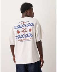 SELECTED - Oversized T-Shirt Van Zware Stof Met Print Op De Achterkant - Lyst