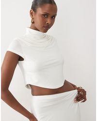Ruched & Ready - Sculpting Jersey High Neck Cap Sleeve Co-ord Top - Lyst