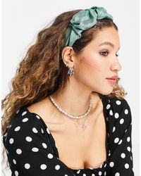 TOPSHOP Ruched Wide Headband - Green