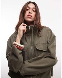 ASOS - Denim Lightweight Funnel Neck Jacket With Drawstring Detail - Lyst