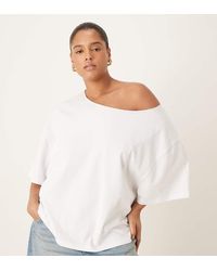 ASOS - Asos Design Curve Slouchy Off Shoulder Oversized Tee - Lyst