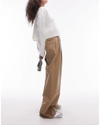 TOPSHOP - Pantalon chino à taille haute avec poches fonctionnelles - sable - Lyst
