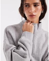 ASOS - Half Zip Boxy Funnel Neck Brushback Sweat - Lyst