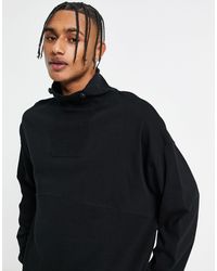 ASOS Long Sleeve Oversized Cut And Sew T-shirt With High Neck - Black