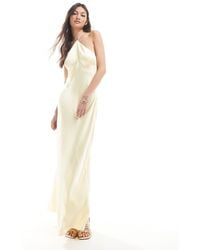 Six Stories - Bridesmaid Halter Neck Satin Maxi Dress - Lyst