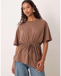 ASOS - Drawcord Waist Detail Top With Asymmetric Hem - Lyst