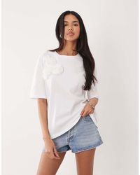 ASOS - Oversized Short Sleeve Corsage Detail Top - Lyst