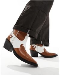 ASOS - Cuban Western Boot With Leather With Contrast Panels - Lyst