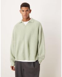 ASOS - Super Oversized Boxy Fit Knitted Fisherman Rib Notch Neck Jumper - Lyst