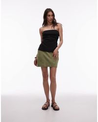 TOPSHOP - Korte Mini Rok Van Echt Suède Met Halfhoge Taille - Lyst