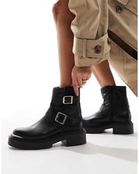 Steve Madden - Botines Negros Con Hebilla De Cuero Choice - Lyst