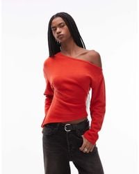 ASOS - Top De Manga Larga Con Cintura Estilo Corsé Y Hombro Caído De Tejido Muy Suave De - Lyst