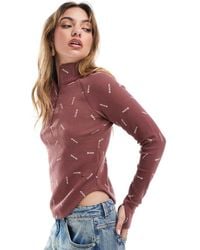 Nike - Top Burdeos De Manga Larga Con Media Cremallera Swoosh De - Lyst