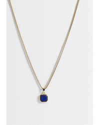 ASOS - Waterproof Stainless Steel Necklace With Square Lapis Pendant - Lyst
