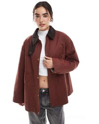 ASOS - Waxed Cinched Waist Jacket With Contrast Collar - Lyst