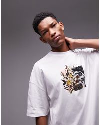 TOPMAN - Premium Extreme Oversized Fit T-shirt With Split Floral Print - Lyst