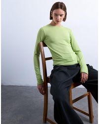 TOPSHOP - Premium Rib Long Sleeve Top - Lyst