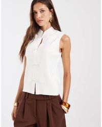 ASOS - Mandarin Collar Knit Sleeveless Top - Lyst