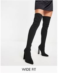 ASOS - Wide Fit Kylee High-heeled Knitted Over The Knee Boots - Lyst