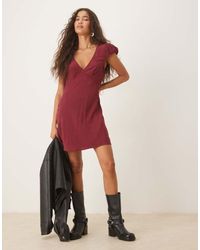 ASOS - Mini Tea Dress With Puff Sleeves - Lyst