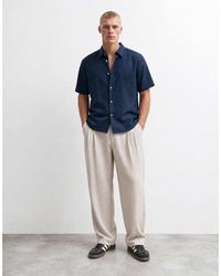 ASOS - Tailored Wide Barrel Leg Pleated Trouser With Exposed Button - Lyst