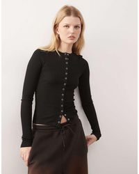 Weekday - Slim Fit Button Front Long Sleeve Top - Lyst