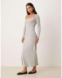 ASOS - Ribbed Square Neck Maxi Dress - Lyst