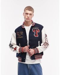 Tommy Hilfiger - Varsity Jack Met Grafische Logopatch En Leren Mouwen - Lyst