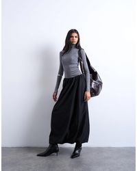 TOPSHOP - Jupe technique longue à ourlet bouffant et coutures apparentes - Lyst